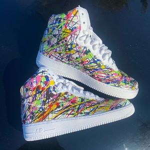 Splatter Air Force 1s High Top Customized Size 10.5